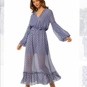 MISA Los Angeles Blue Amata MIDI dress